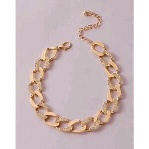 Faux Gold Diamond Thick Link Chain Necklace